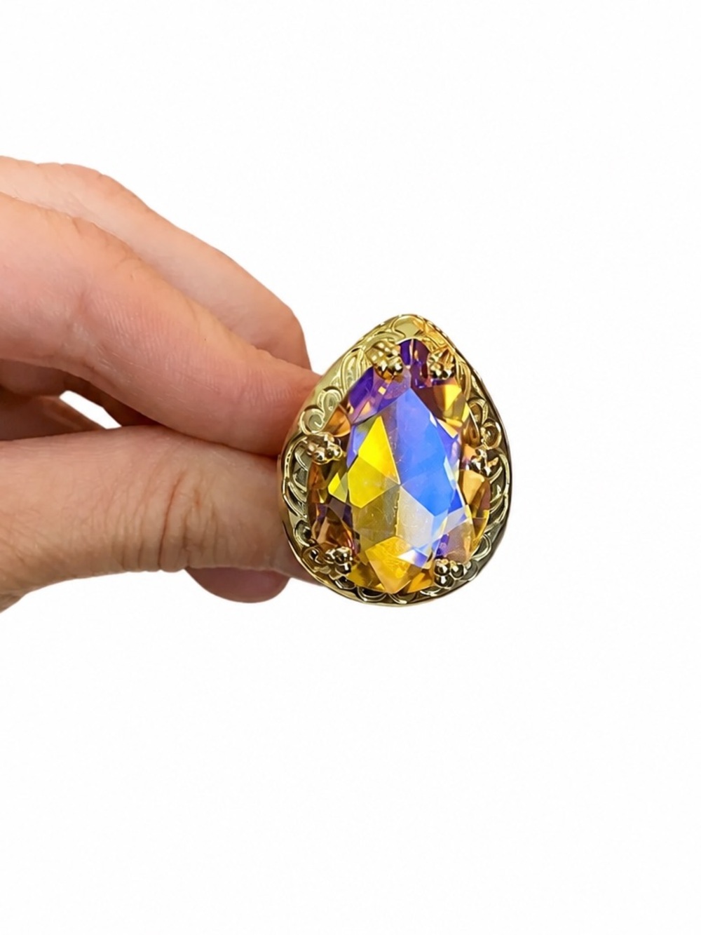 NEW Glitz Mob Golden Mirage Crystal Locket Ring